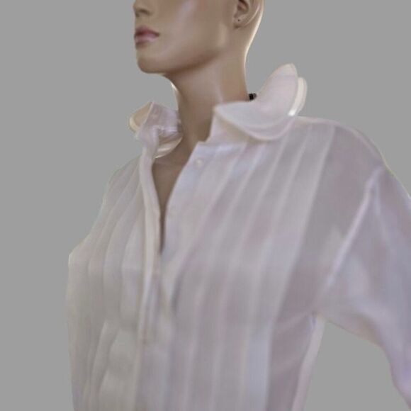 Victor Costa Saks Fifth Avenue Evening Blouse Beige Pleated USA Made Sz 4 VTG - Picture 11 of 11